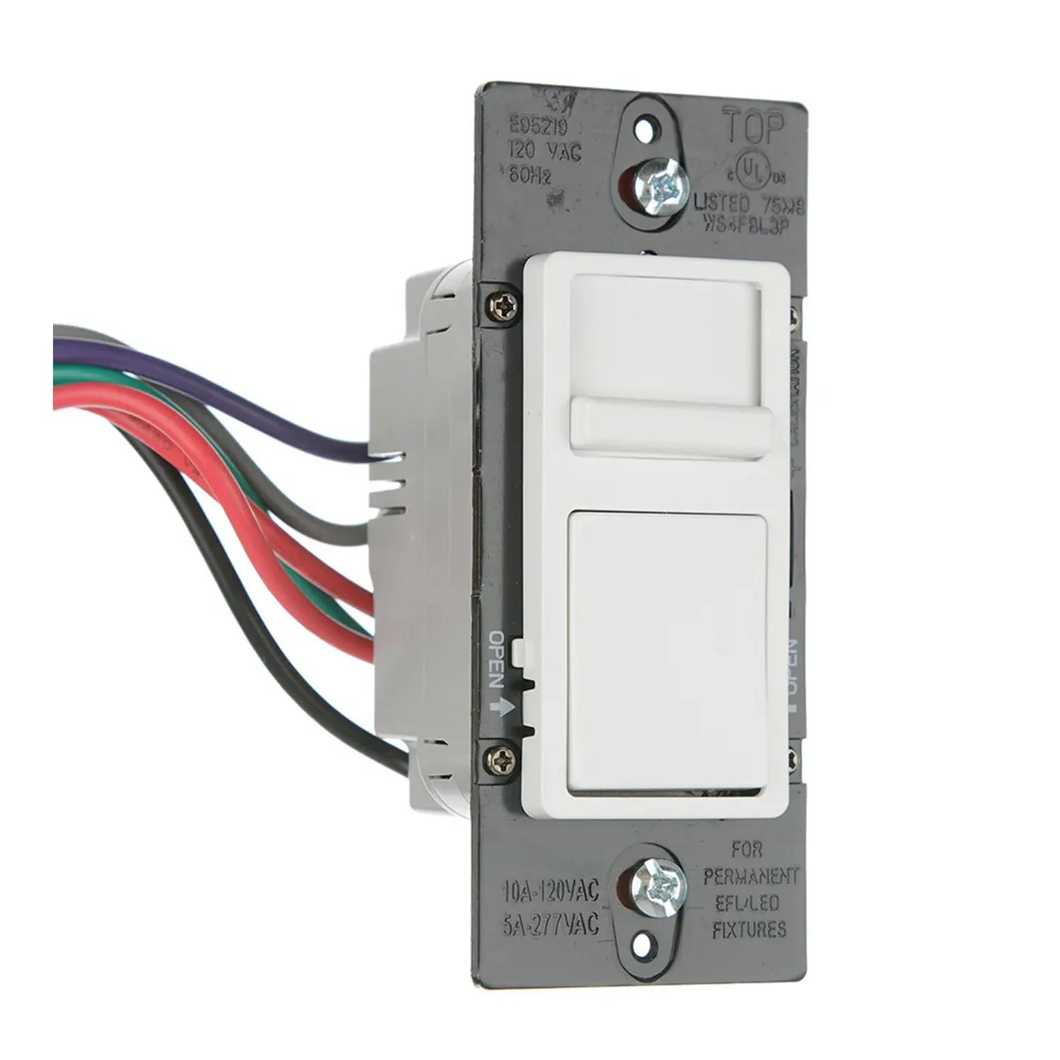 0-10V Dimmer Switch, 10 Amps, 120-277V, Ivory, Light Almond, White Interchangeable Plates