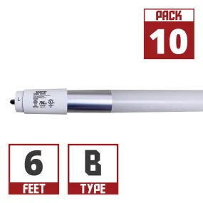 10 Pack - 6ft T8 LED Bulb, 3400lm, 40K|50K|65K, Fa8 Base, Ballast Bypass, Single|Dual End