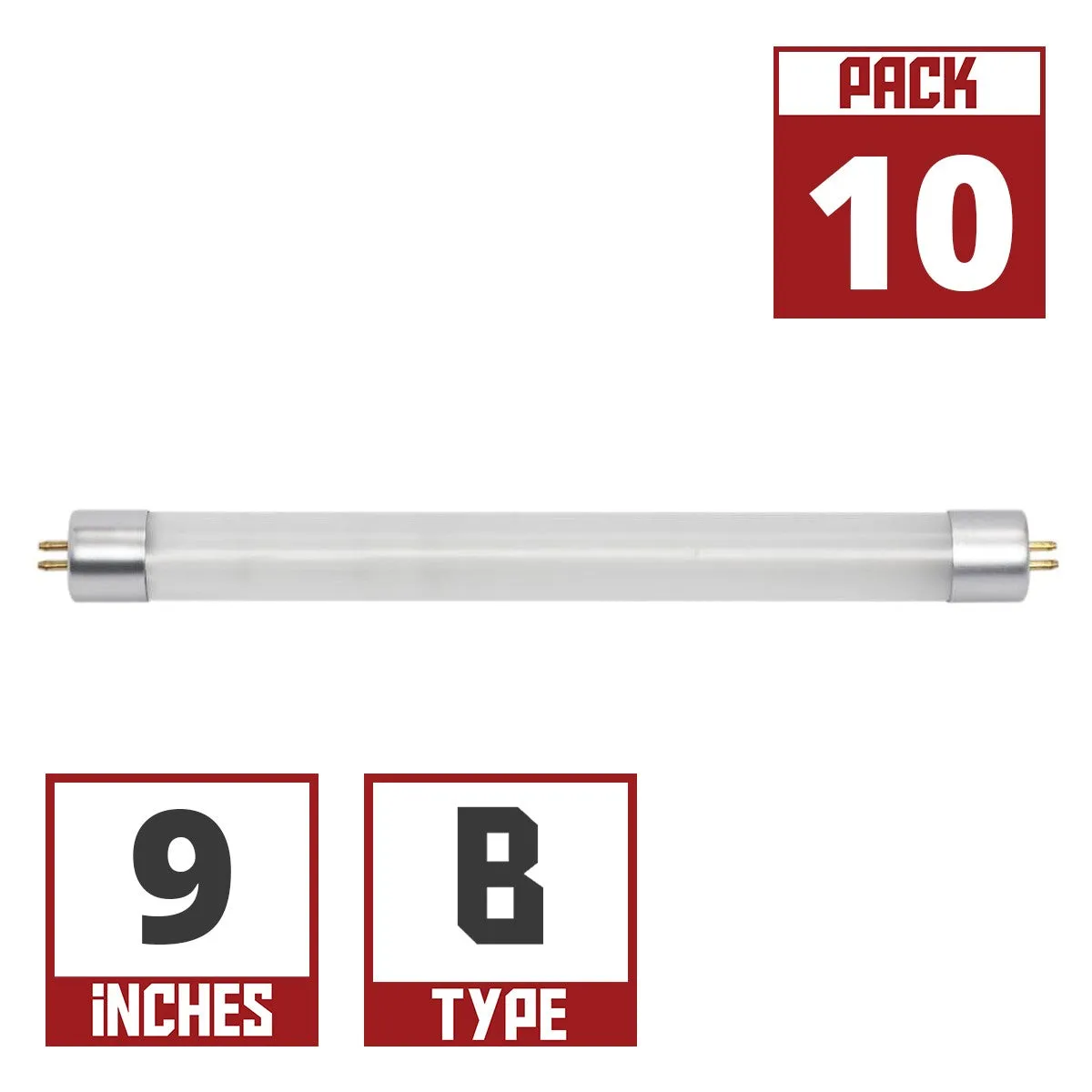 10 Pack - 9 Inch Mini T5 LED Tube, 3 Watts, 270 Lumens, 4000K, Ballast Bypass, Double End