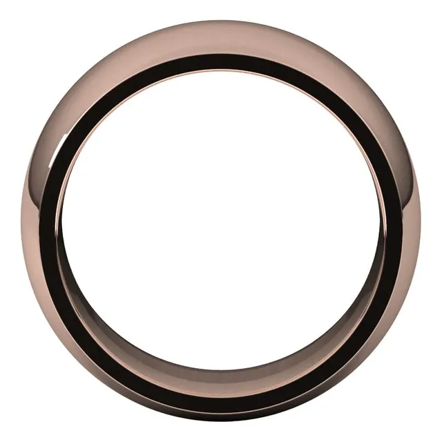 10K Rose Gold Domed Comfort Fit Wedding Band, 10 mm Wide