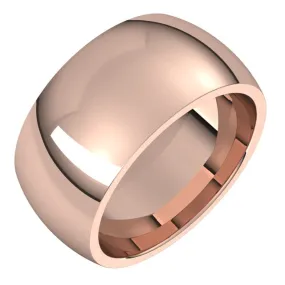 10K Rose Gold Domed Comfort Fit Wedding Band, 10 mm Wide