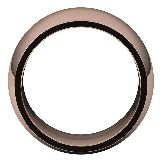10K Rose Gold Domed Comfort Fit Wedding Band, 12 mm Wide