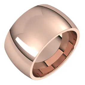 10K Rose Gold Domed Comfort Fit Wedding Band, 12 mm Wide