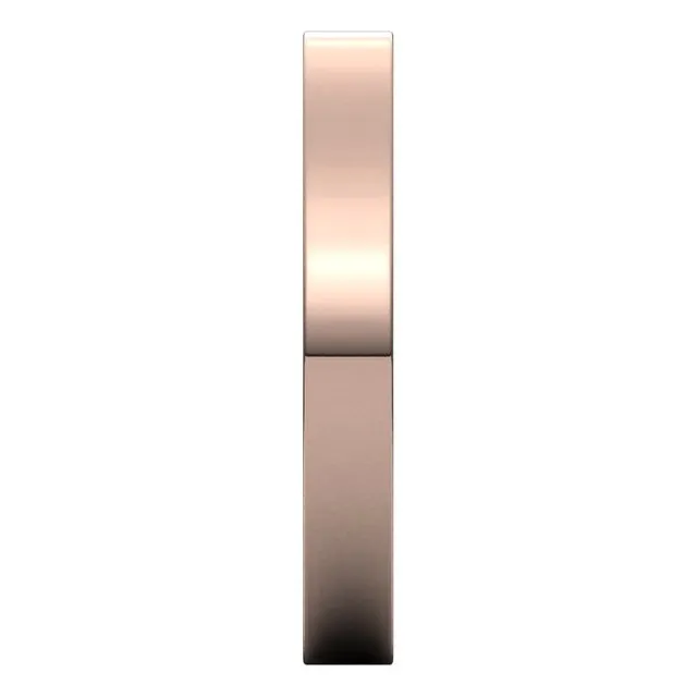 10K Rose Gold Flat Comfort Fit Wedding Band, 3 mm Wide