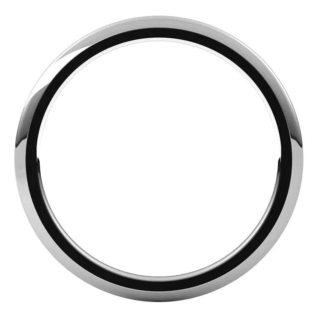 10K White Gold Domed Comfort Fit Wedding Band, 1 mm Wide