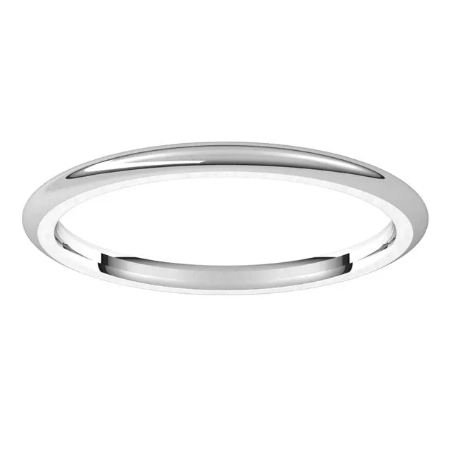 10K White Gold Domed Comfort Fit Wedding Band, 1.5 mm Wide