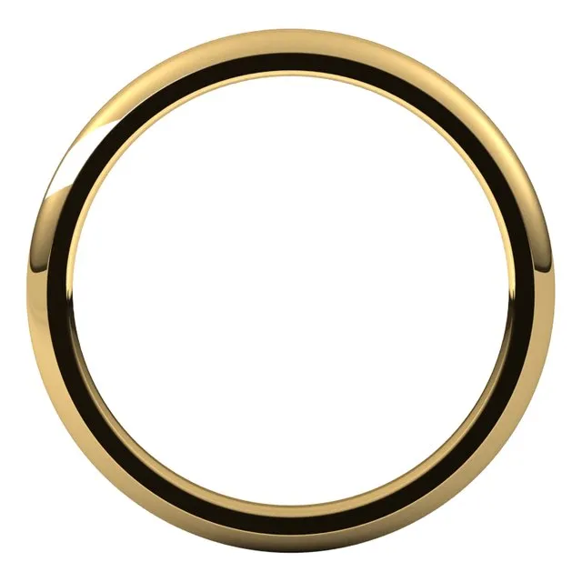 10K Yellow Gold Domed Comfort Fit Wedding Band, 2 mm Wide