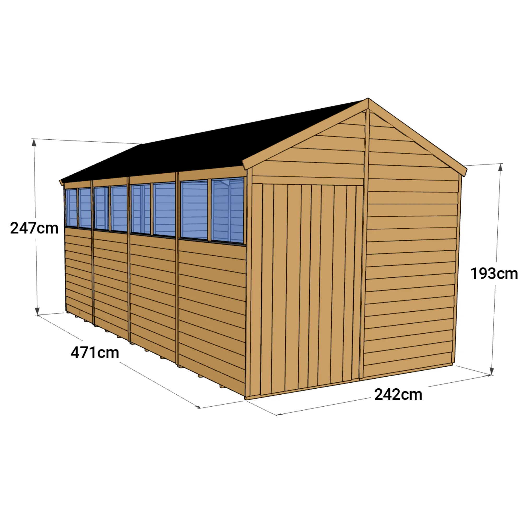 16x8 Wooden Apex Garden Shed - Customizable & Durable