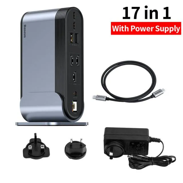 17 in 1 USB C HUB Type C to Multi 4KHD RJ45 VGA USB 3.0 PD Power Adapter Docking Station for MacBook Pro Laptop USB-C Hub