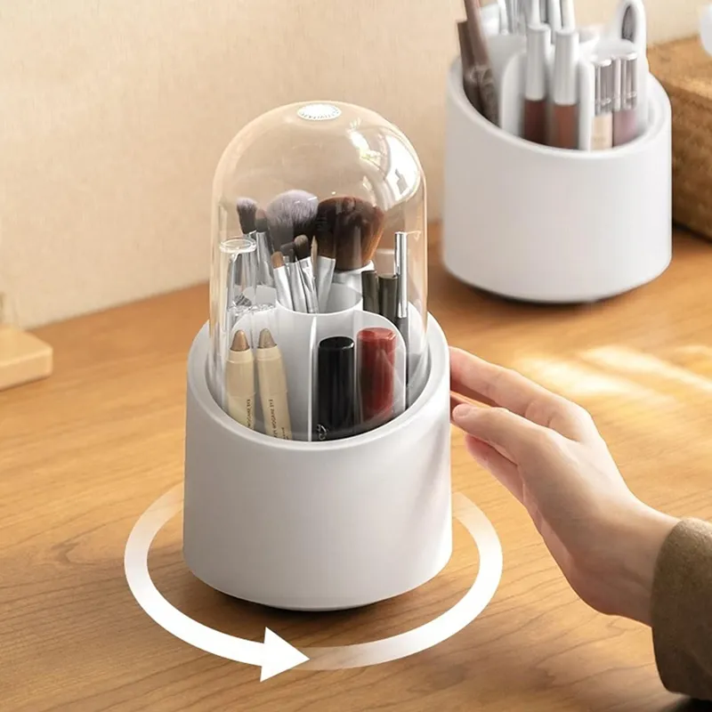 360° Rotary Cosmetic Brush Storage Bucket-Ra-10 White