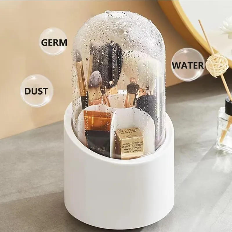 360° Rotary Cosmetic Brush Storage Bucket-Ra-10 White