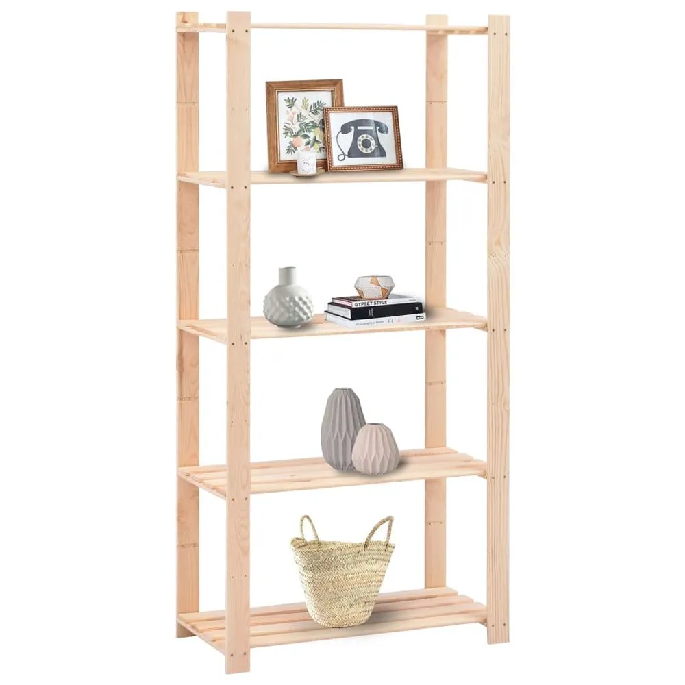5 Tier Shelving Units - Solid Pinewood Storage Racks