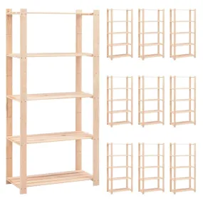 5 Tier Shelving Units - Solid Pinewood Storage Racks