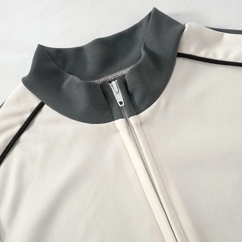 Athletic 2-Piece Fitness High-Collar Top with Shorts