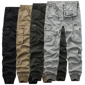 Athletic Style Ribbed Ankle Tactical Cargo Pants