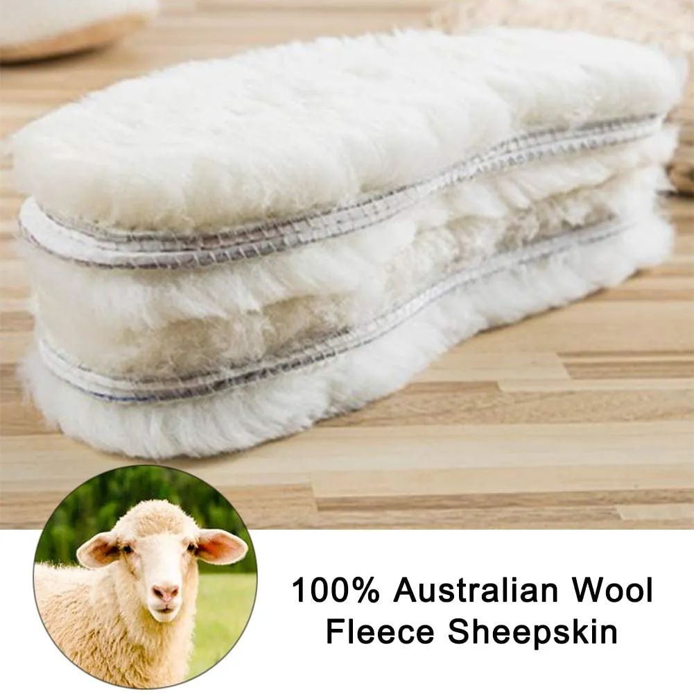 Bacophy | Genuine Thick Sheepskin Fleece Insoles for Women, Premium Warm Fluffy Wool Replacement Cozy Breathable Inner