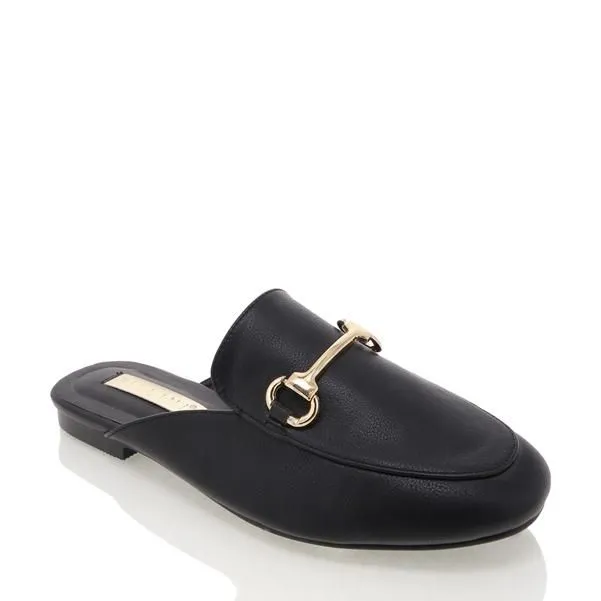 Billini Olivia Slide in Black with Gold Trim