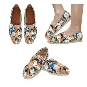 Cat Lover Slip-ons Colorful Canvas Shoes Wide