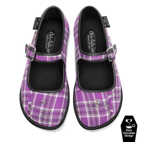 Chocolaticas® PURPLE TARTAN Women's Mary Jane Flat