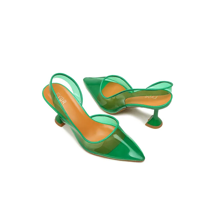 Color Pop Pointed Toe Clear Mule, XJD 10