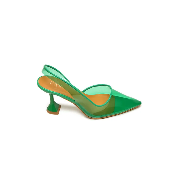Color Pop Pointed Toe Clear Mule, XJD 10
