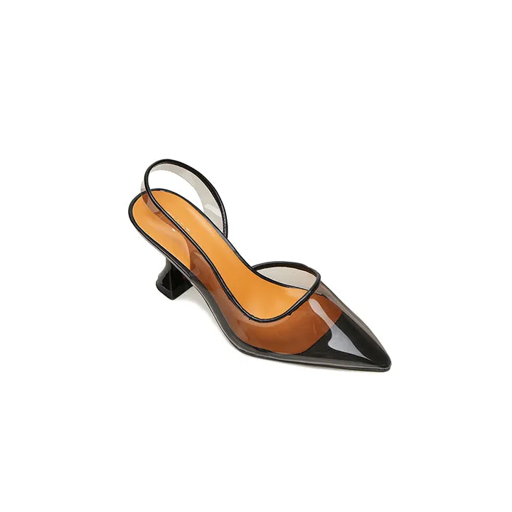 Color Pop Pointed Toe Clear Mule, XJD 10