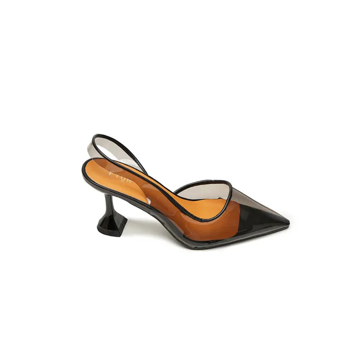 Color Pop Pointed Toe Clear Mule, XJD 10