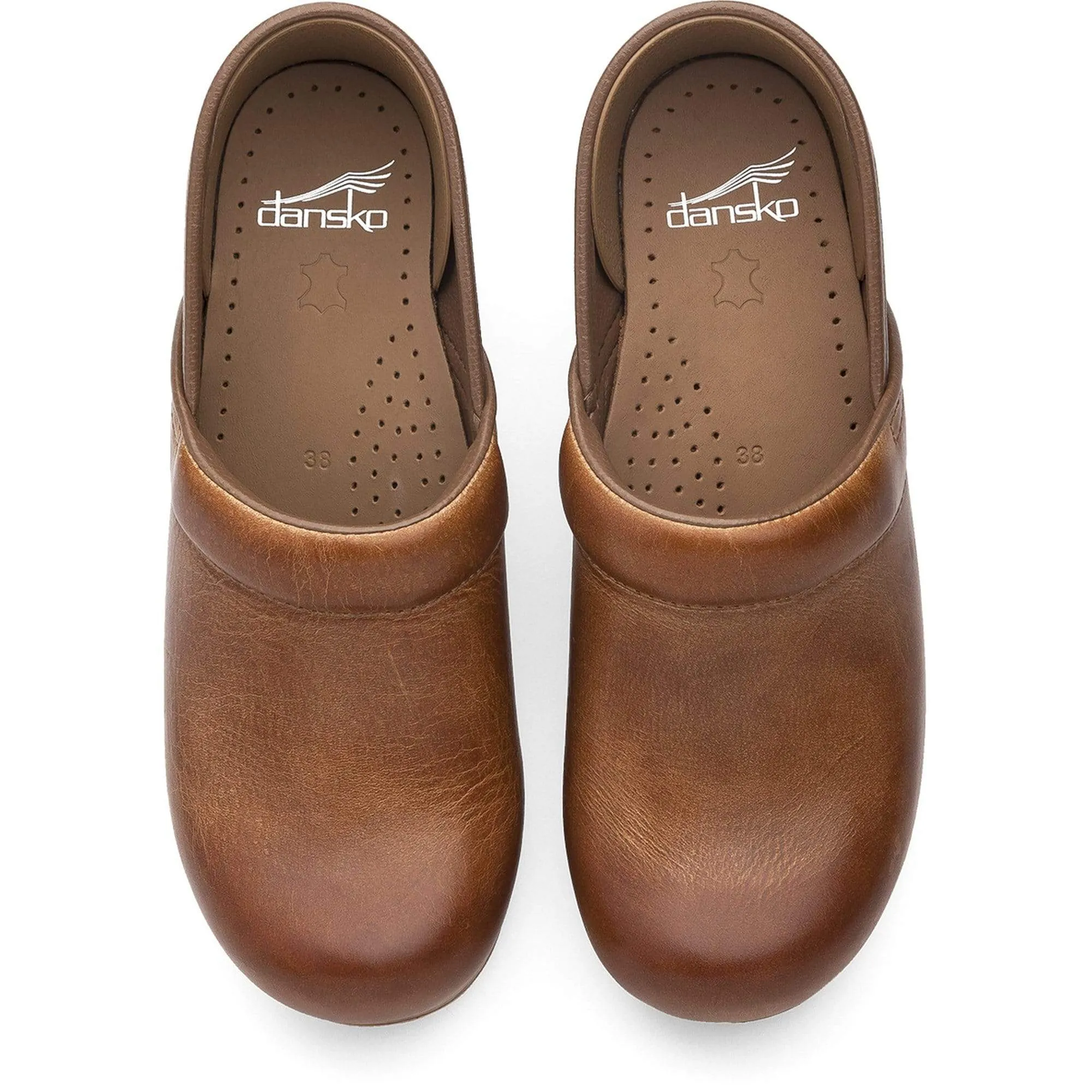 DANSKO WIDE Professional Honey Distressed Leather Clogs