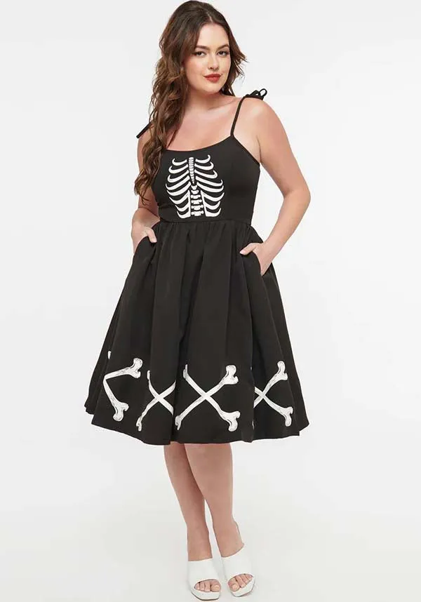 Dark Skeleton Bobbie Swing Dress | SWING DRESS