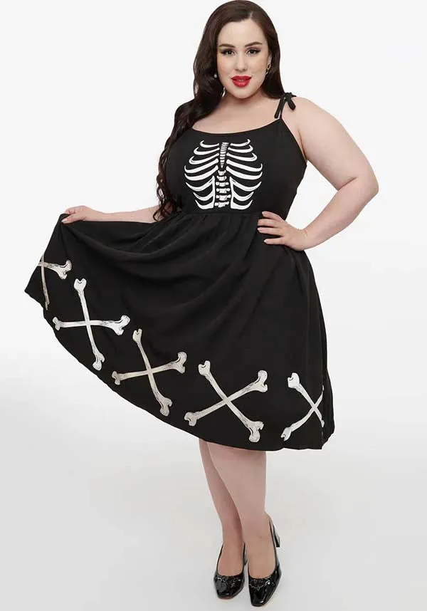 Dark Skeleton Bobbie Swing Dress | SWING DRESS