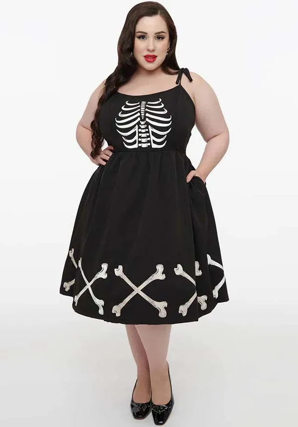 Dark Skeleton Bobbie Swing Dress | SWING DRESS