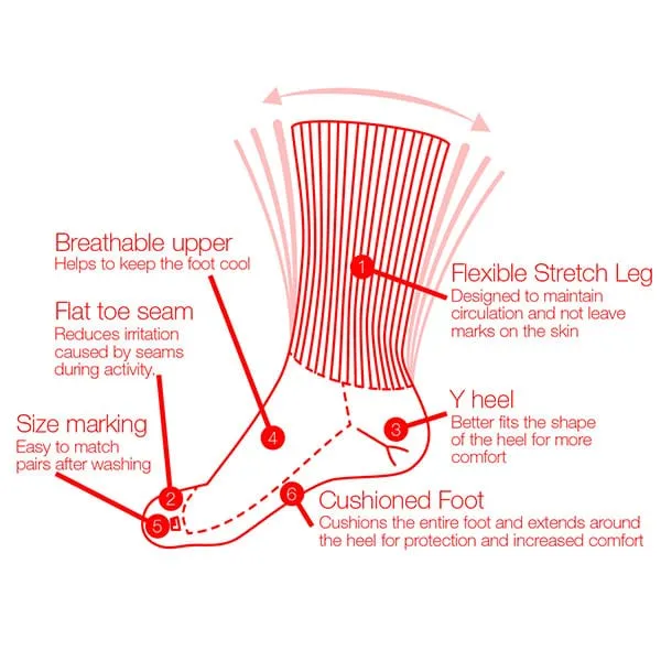 Ergonx Diabetic Socks Crew (6 Pack)