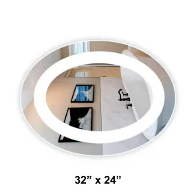 Front-Lit LED Bathroom Mirror 32" x 24" Oval