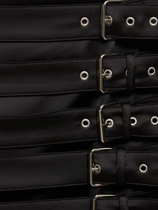 Giuseppe Di Morabito   Satin mini skirt w/ buckle straps 