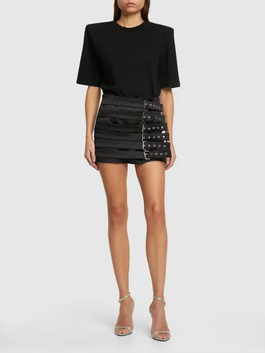 Giuseppe Di Morabito   Satin mini skirt w/ buckle straps 
