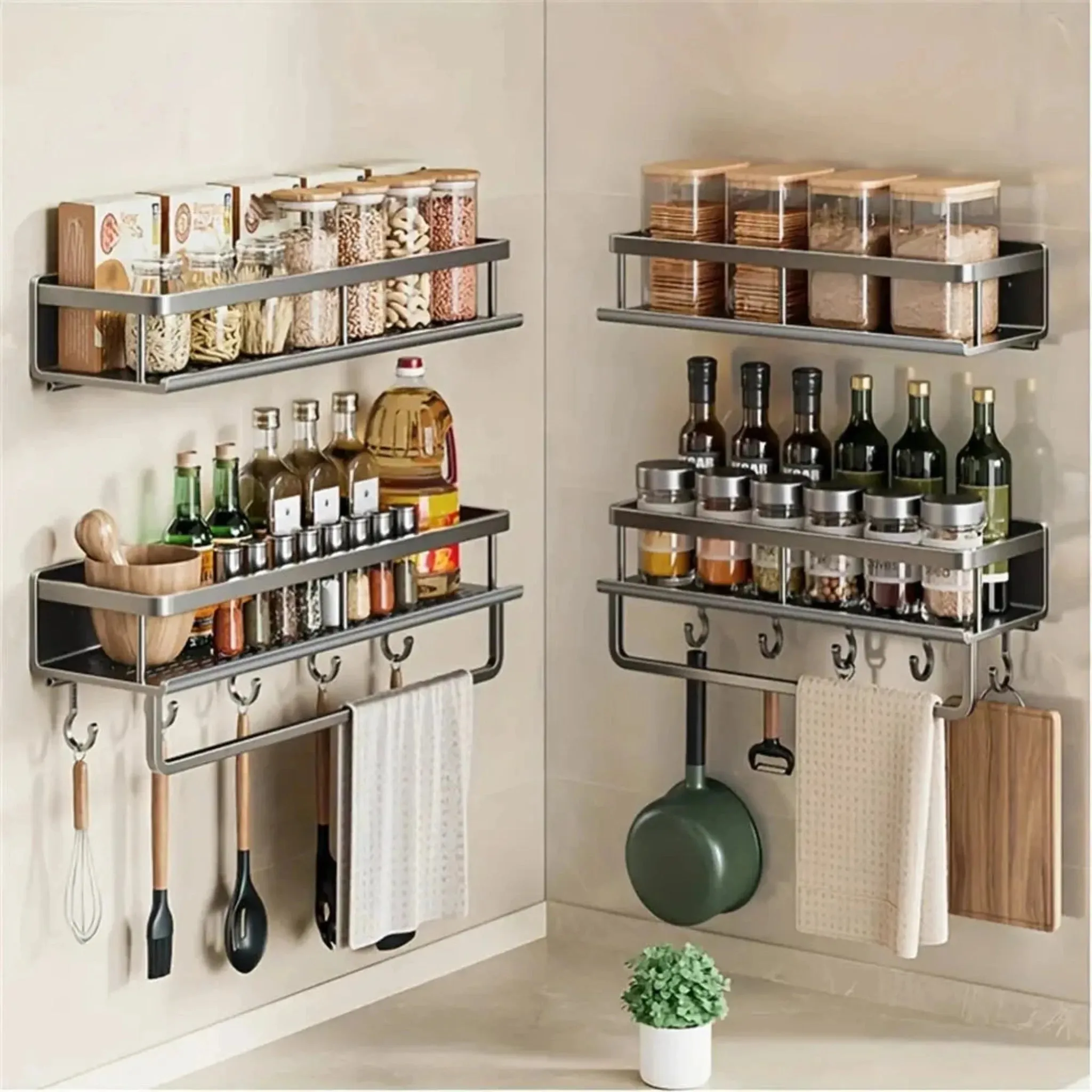 Kitchen Organization Wall Rack | Multi-Functional Storage Solution