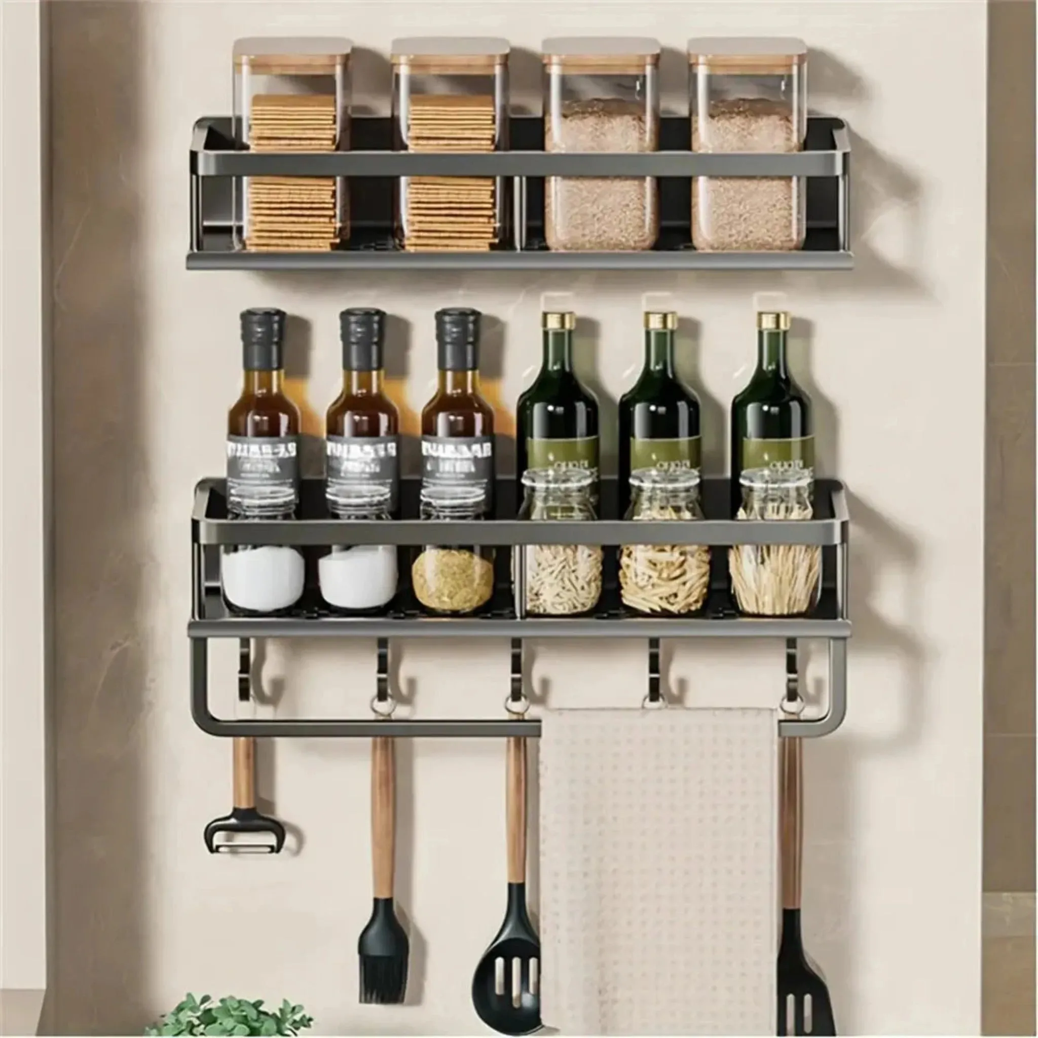 Kitchen Organization Wall Rack | Multi-Functional Storage Solution