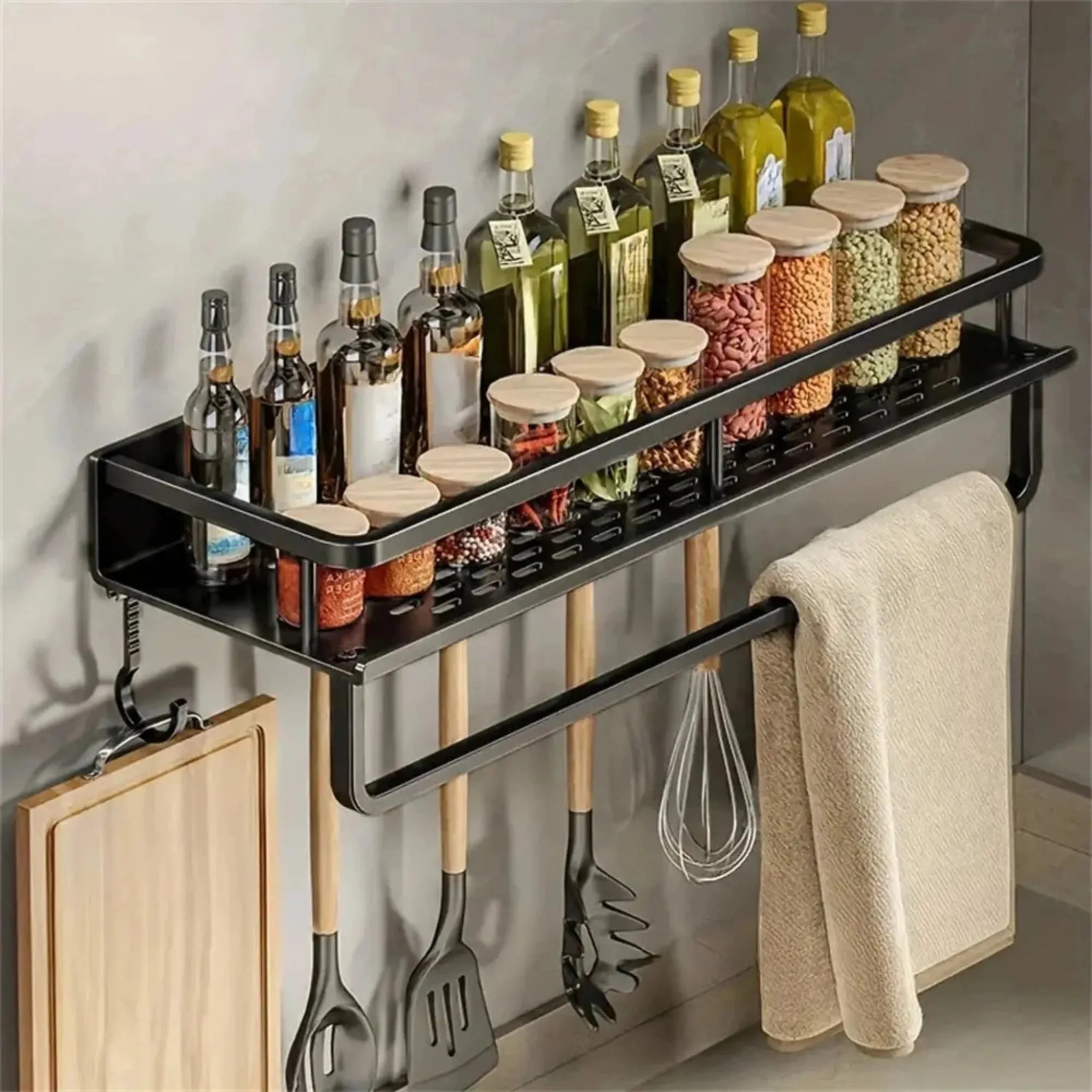 Kitchen Organization Wall Rack | Multi-Functional Storage Solution
