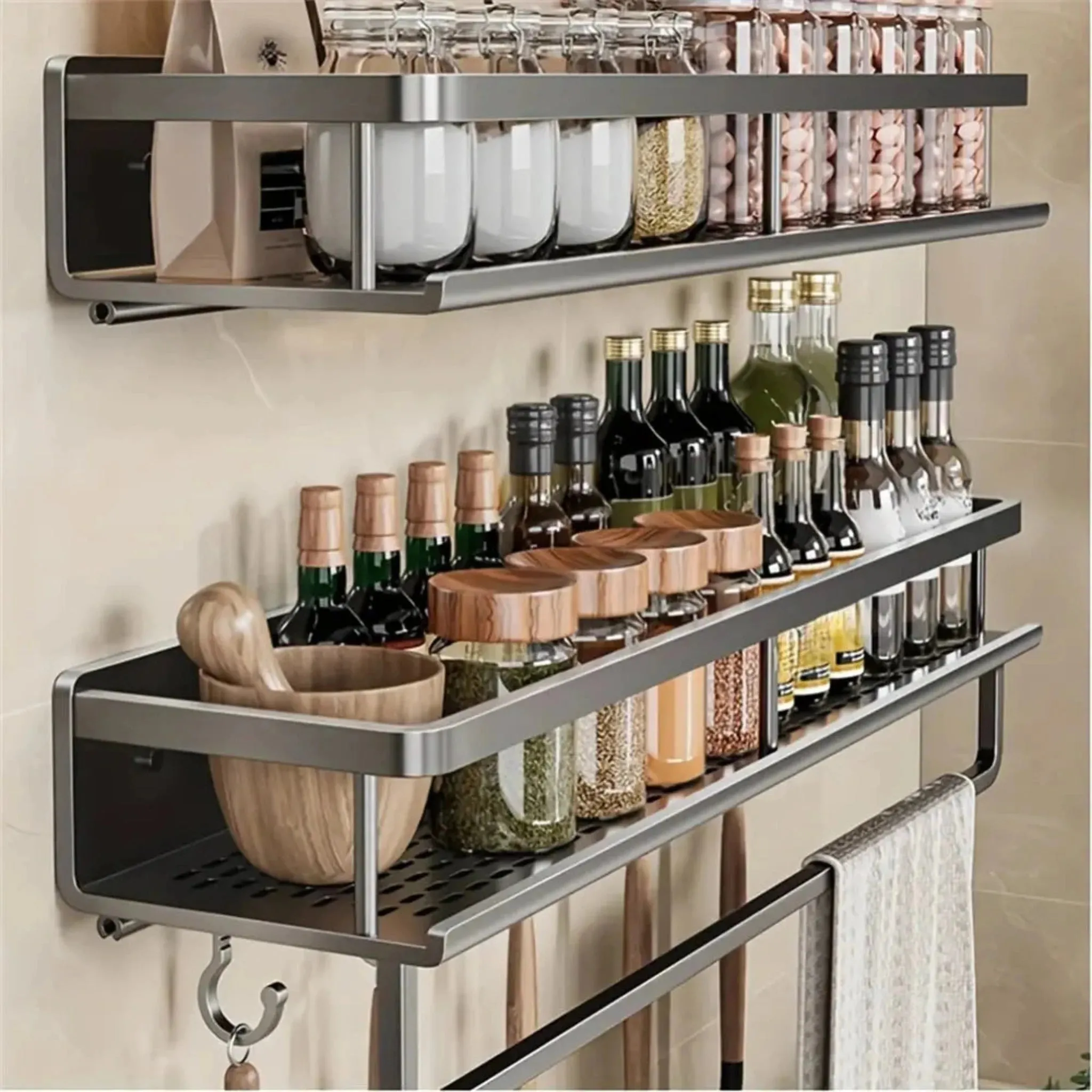 Kitchen Organization Wall Rack | Multi-Functional Storage Solution