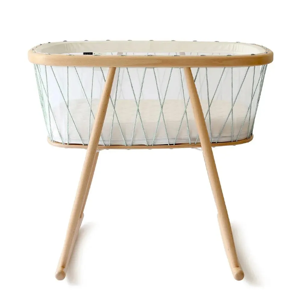Kumi Mesh Cocoon Bassinet/Crib With Mattress - Lichen