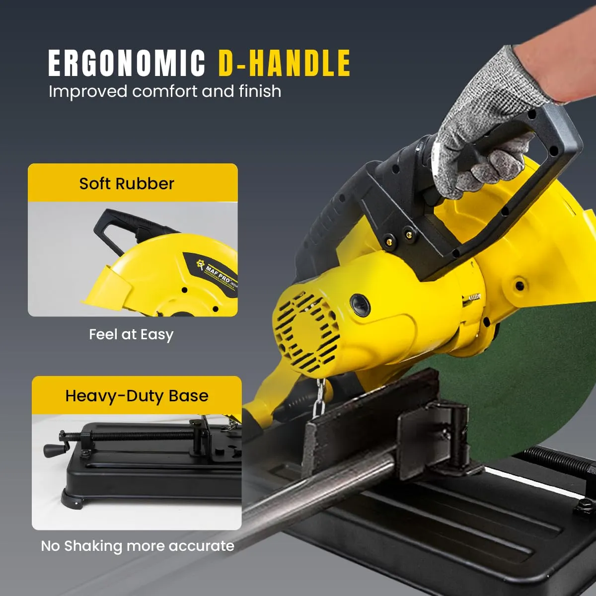 MAF PRO MCM22001 14 Inch Chop Saw Machine with Locking Chain & Variable Speed Control For Cutting Metal, Steel Pipe, Tmt, Rebars, Pvc Channels and Angles Metal Cutter (2200 W, 3900 Rpm, 355mm)