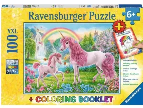 Magical Unicorns 100 Pc Puzzle   Coloring Book