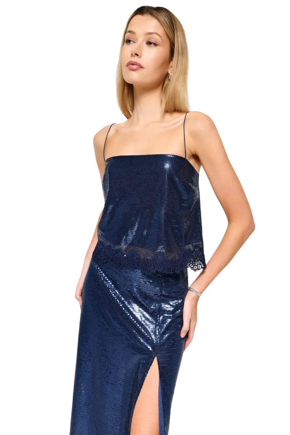 Marceli Sequin Camisole in Dark Mirage