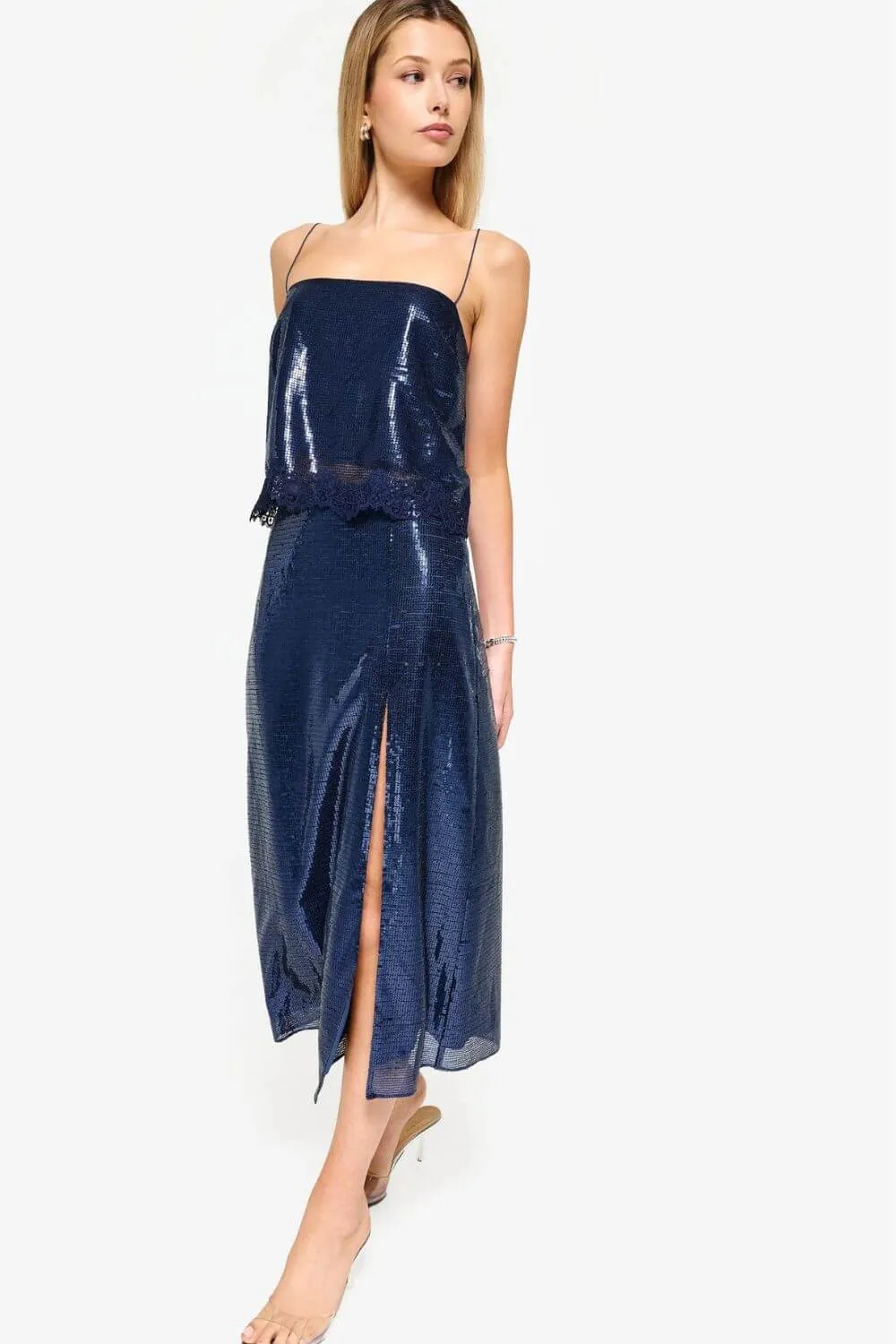 Marceli Sequin Camisole in Dark Mirage