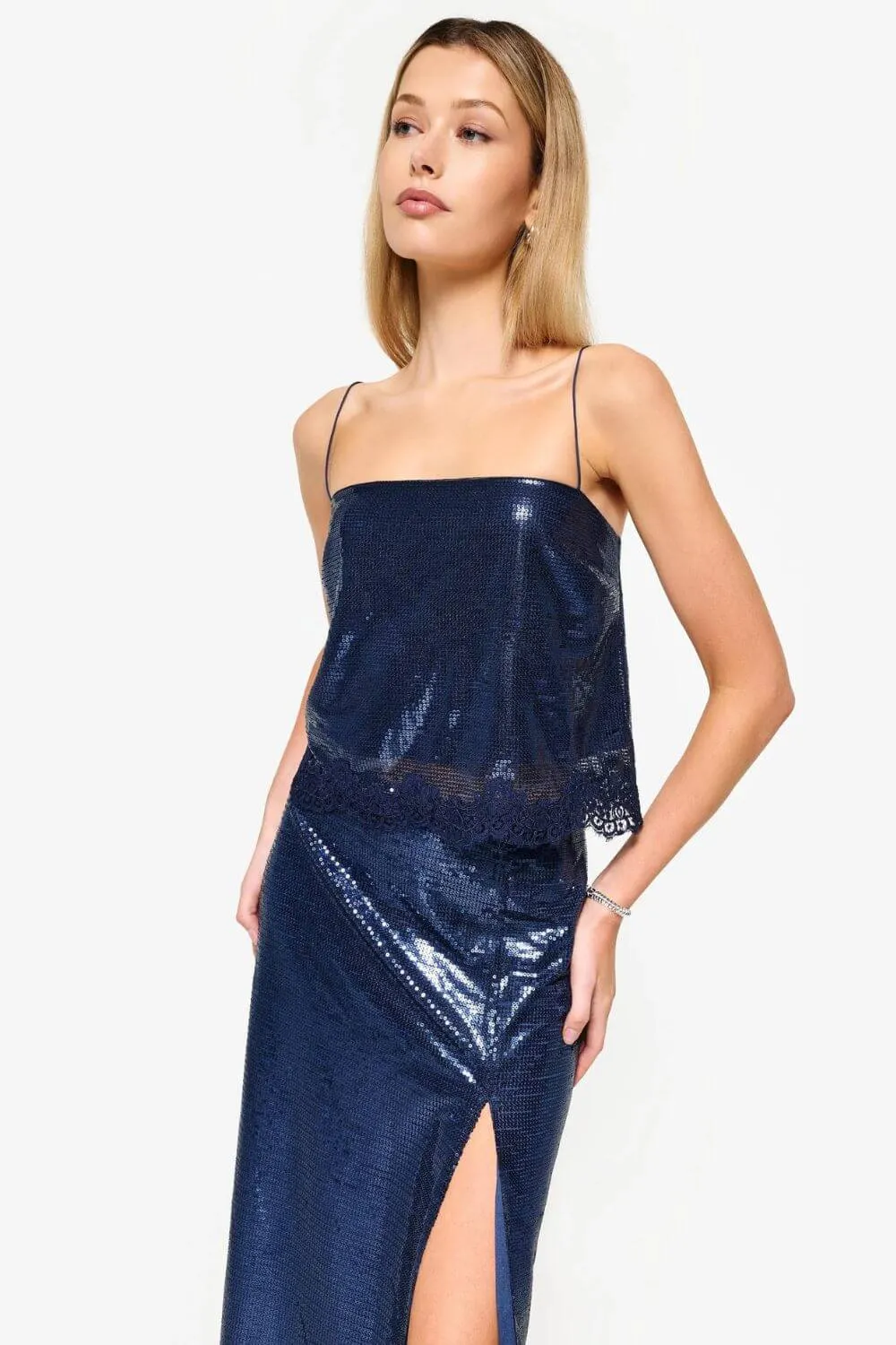 Marceli Sequin Camisole in Dark Mirage