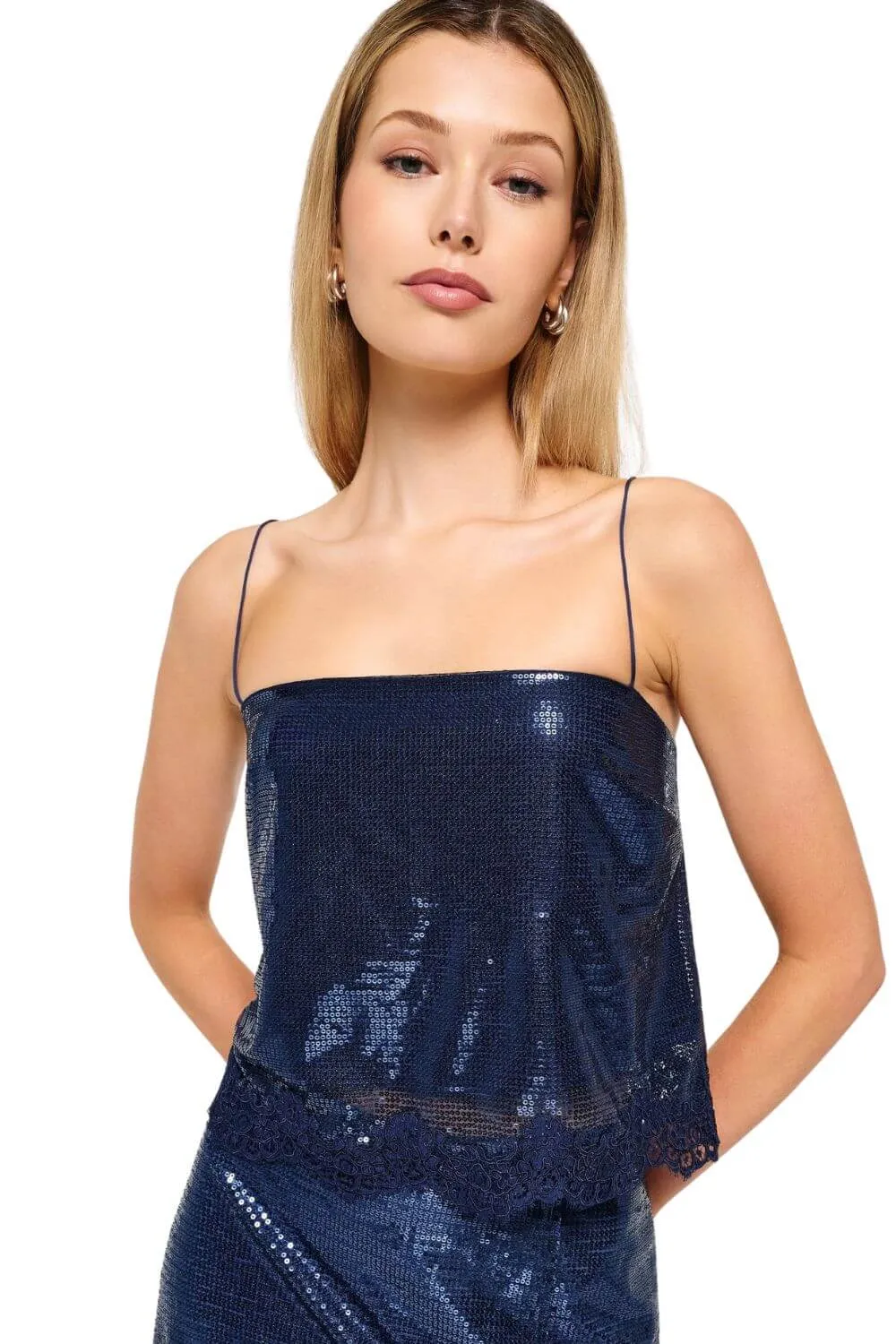 Marceli Sequin Camisole in Dark Mirage