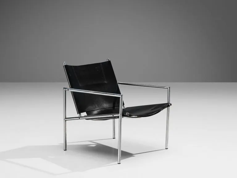 Martin Visser for 'T Spectrum Armchair in Black Leather