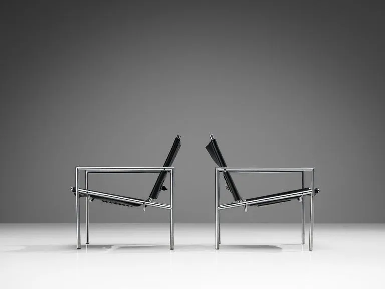 Martin Visser for 'T Spectrum Armchairs in Black Leather
