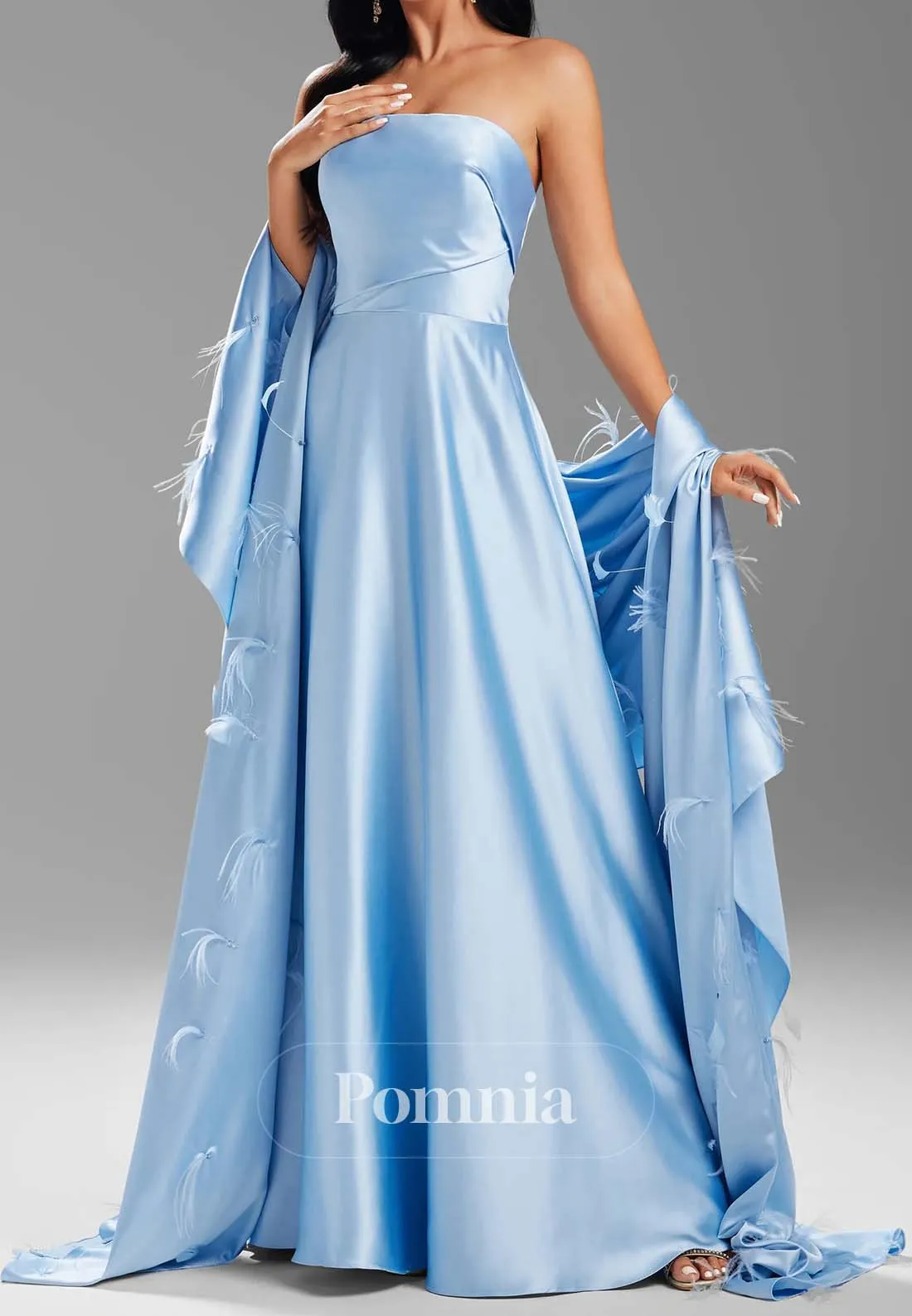 Simple A-Line Sleeveless Strapless Empire-Waist Prom Dress