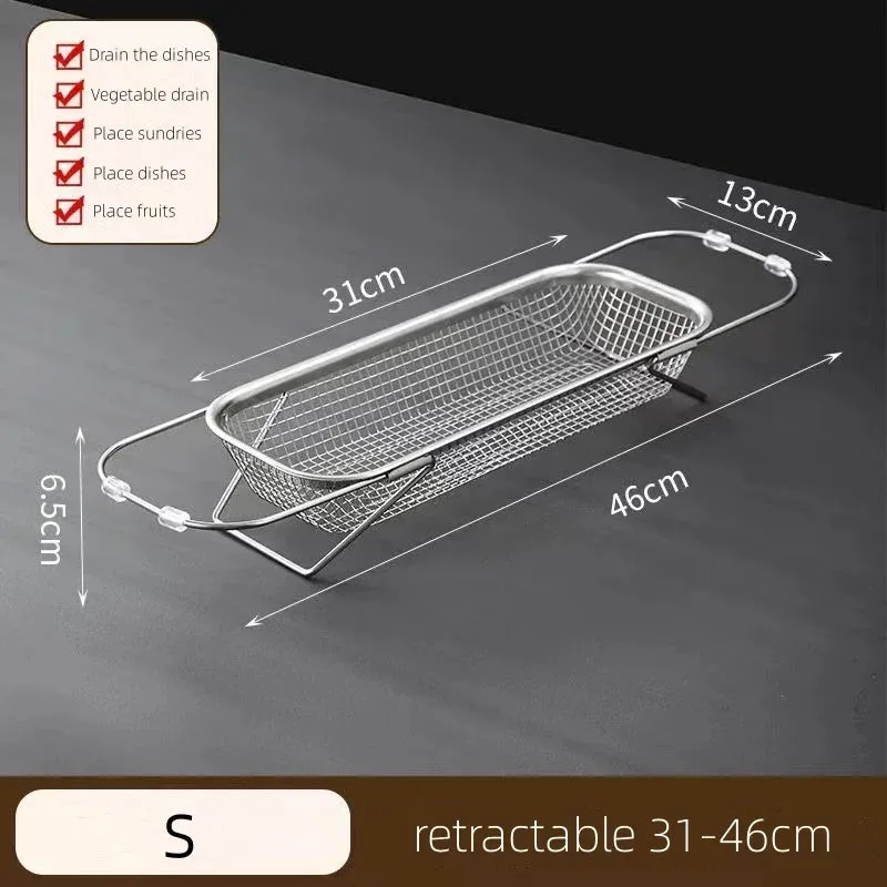 Space-Saving Over-Sink Mesh Strainer Rack